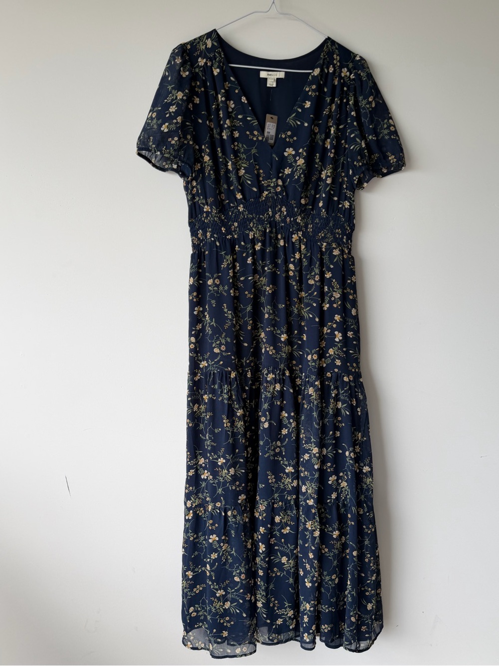 RW&CO. Navy Floral V-Neck Maxi Dress NWT Women’s Medium